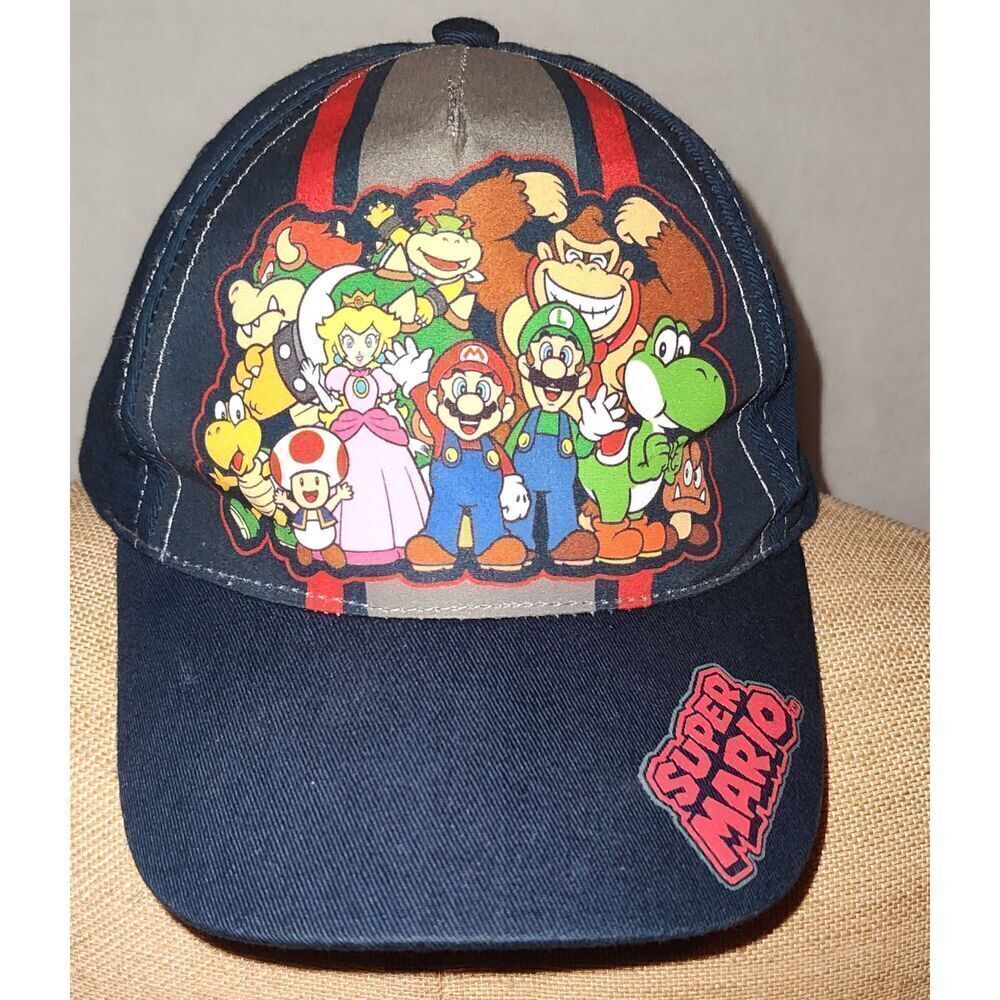 Super Mario Snap Back Hat Cap Mario Blue Snapback 2018 Nintendo Kids